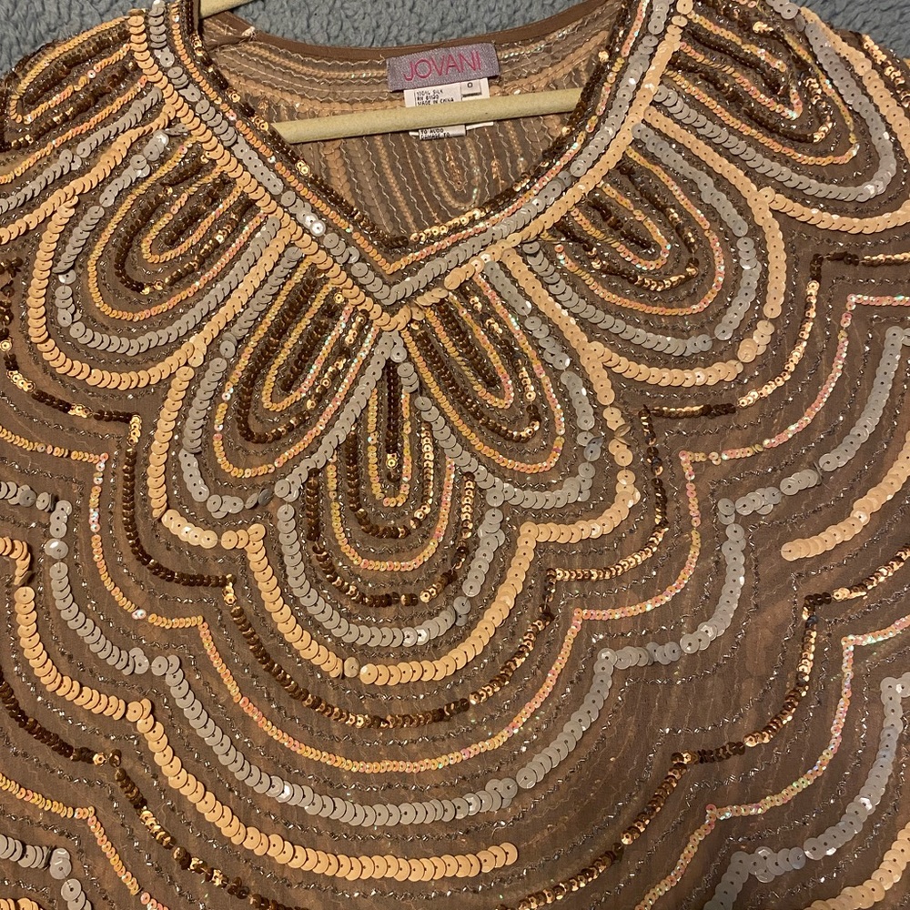 Jovani 100% silk and sequins cocktail dress - Picture 5 of 7